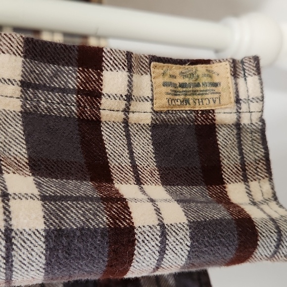 JACHS Men’s Brawny Long Sleeve Flannel Button Down Shirt Jacket Brown Grey XLT - Picture 12 of 16